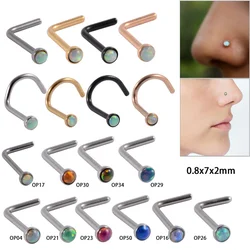 1PC Surgical Steel Opal Nose Bone Ring Crystal Heart Star Round Top Screw Nose Piercing Retainer Holder Nazir Stud Body Jewelry