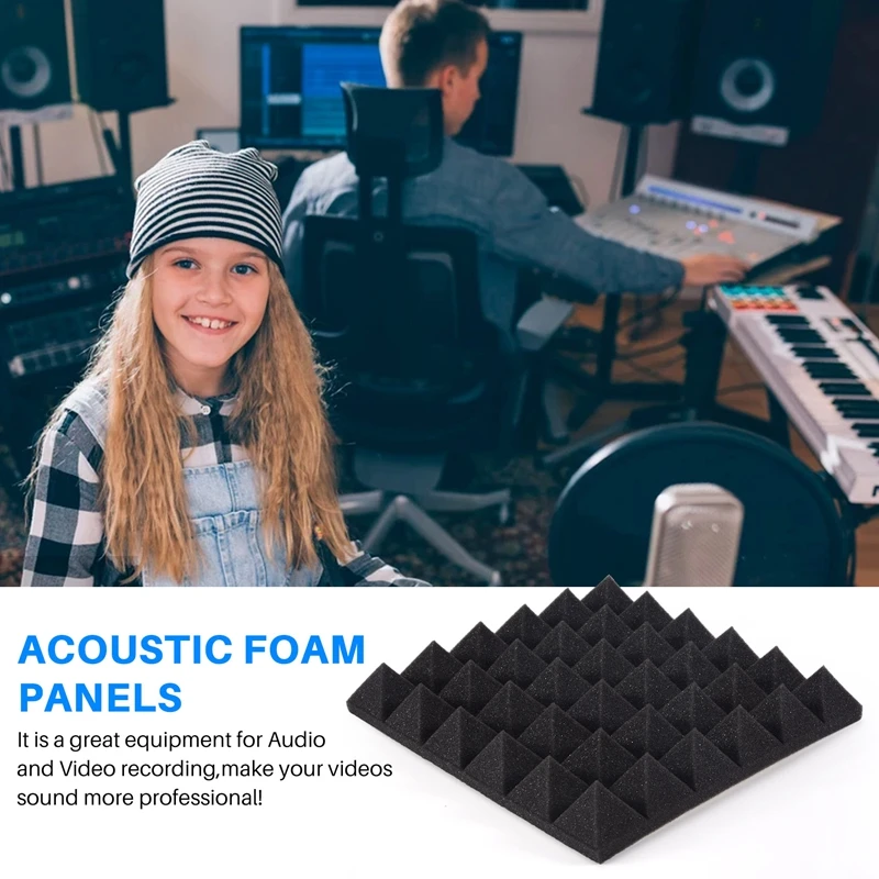 12Pcs Soundproof Foam Panels,2 Inch X 12 Inch X 12 Inch Pyramid Shaped Acoustic Panels For Wall,Studio, Home And Office