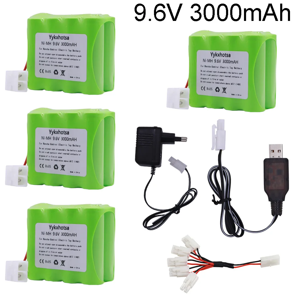 9.6V 3000 mAh NiMH แบตเตอรี่ชุดสำหรับ RC ของเล่นรถถังหุ่นยนต์รถไฟเรือปืน Ni-MH 9.6V Double-Deck NI-MH แบตเตอรี่ X ชุด