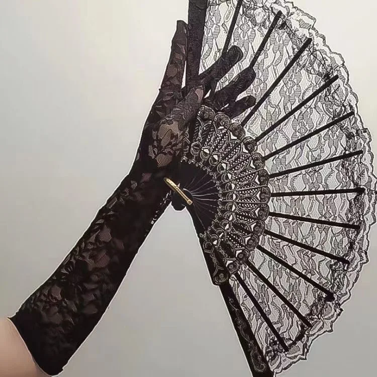 Girl Group Lolita Spitzenhandschuhe | Sexy Foto-Requisiten im Retro-Stil aus durchsichtigem Netzstoff | Manschetten für Hochzeitskleiderärmel | Stylingzubehör für Damen – Detail 24