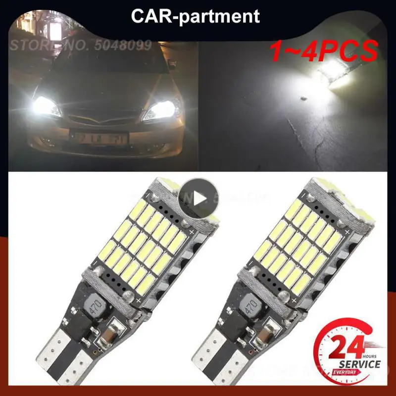 1 ~ 4 SZTUK Żarówka automatyczna dużej mocy Biała 12V T15 W16W LED 921 912 Super jasna 45 SMD 4014 LED Samochodowy kierunkowskaz cofania