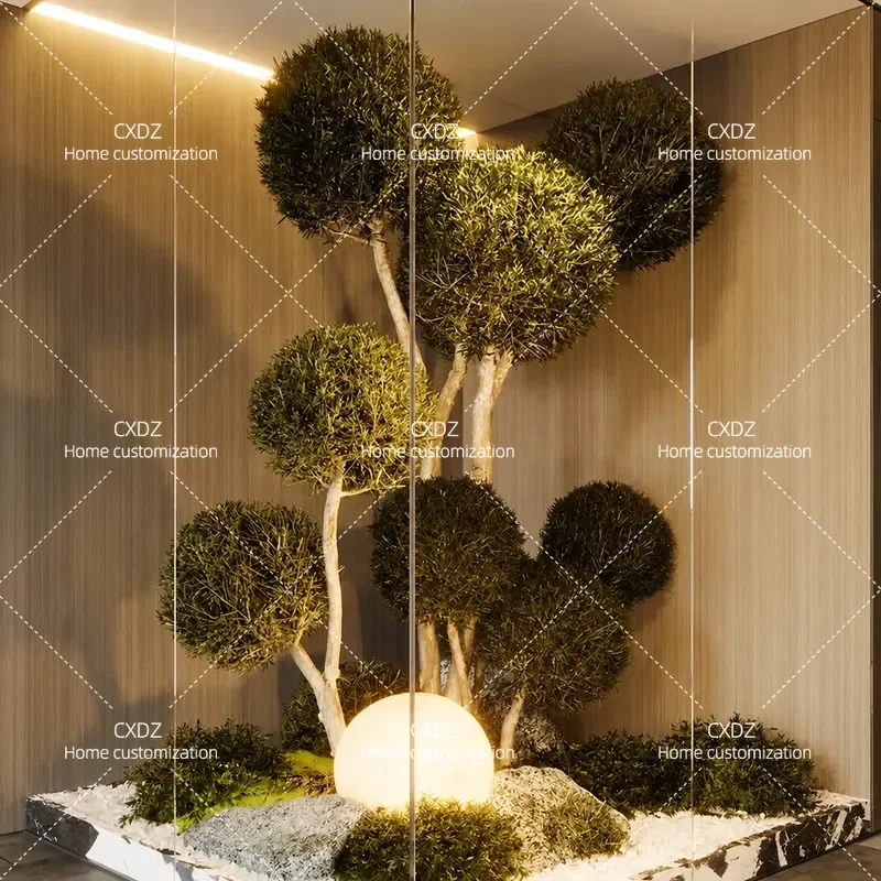 Simulated green plant fake tree landscape indoor large red acer claw window landscaping potted plant biomimetic plant