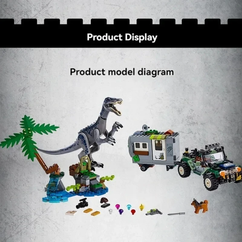 476-teiliges Dinosaurier-Set Baryonyx Face-Off: Der Schatzsuche-Baustein-Modellbausatz, passend für MOC 75935, Spielzeug für Geschenke, Autos