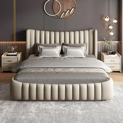 Nordic Wood Paar Bed Queen Size Multifonction Moderne Lounge Slaapkamer Bed Opslagruimte Camas De Casal De Luxo Woningmeubilair