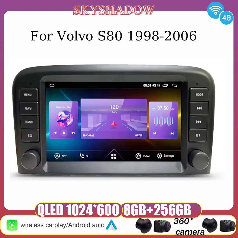 WIFI 4G  For Volvo S80 1998-2006 Andorid 13 Multimedia Video Players Wireless CarPlay Navigation Bluetooth 8
