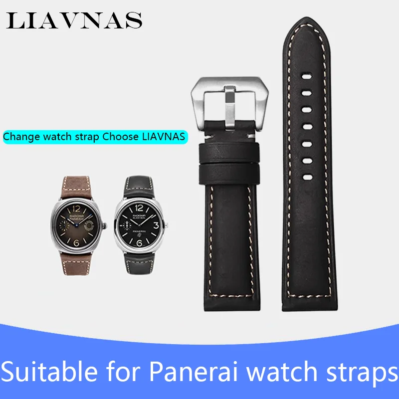Suitable For Panerai Watch Straps 22mm 24mm 26mm Vintage Crazy Horse Pattern Strap With Metal Exquisite Leather Material