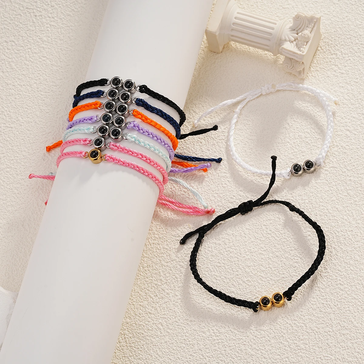 New Custom Dual Photo Projection Bracelet Customized Weaving Projection Bracelet Adjustable Stainless Steel Projection Bracelet