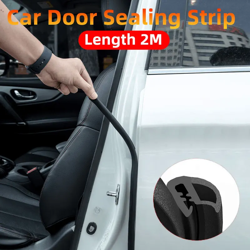 Universal 2m Car Door Edge Seal Strip Rubber B-Pillar Waterproof Dustproof Weatherstrip Car Soundproof Auto Sealant Strip Fits