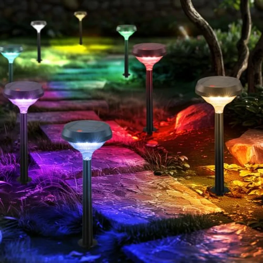 Outdoor Solar Pathway Lights For Walkway Yard Garden Landscape Driveway, ABS Plastic, Multicolor/Warm White/Cool White, Waterpr