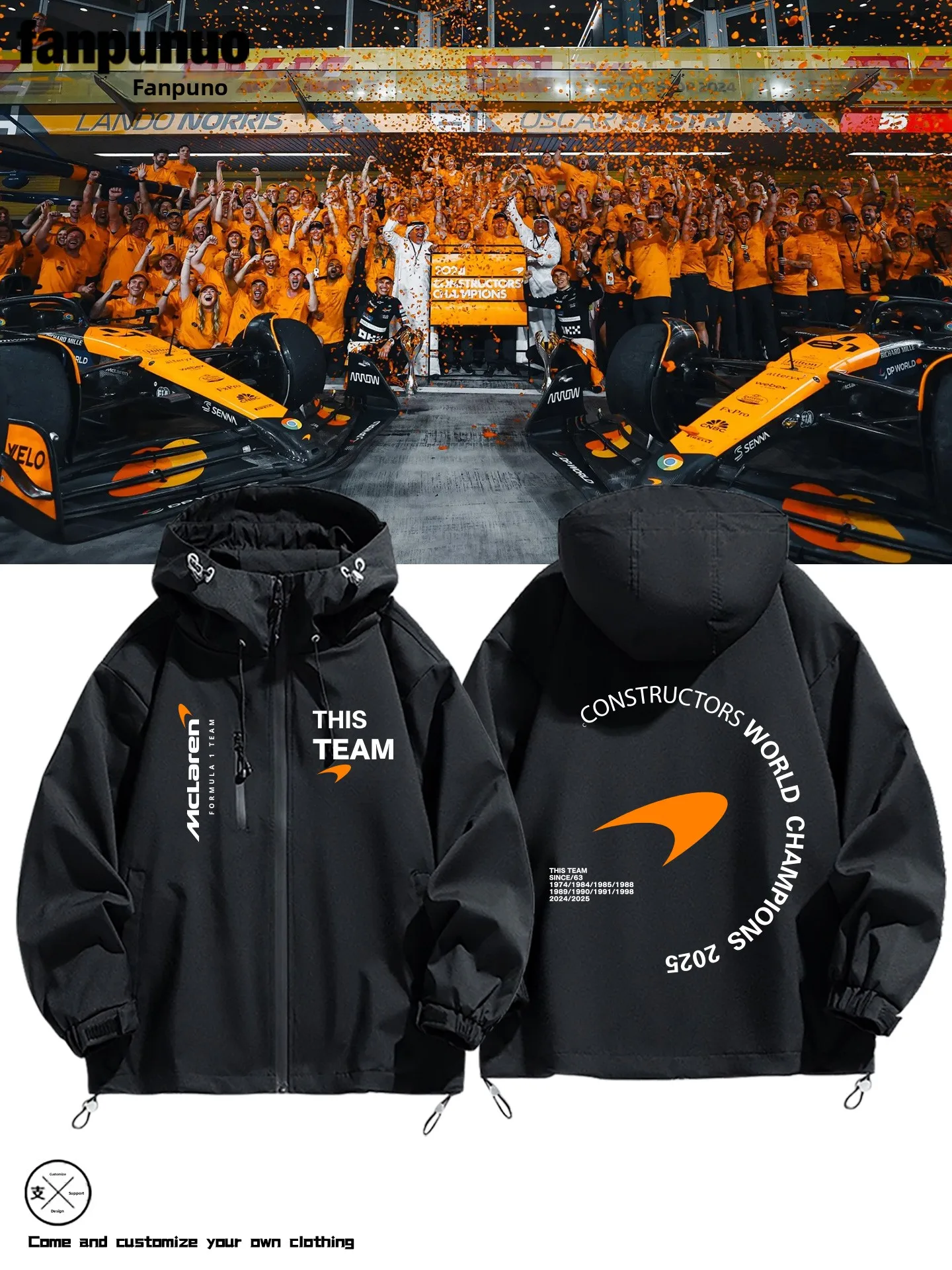 

McLaren F ip Памятная мужская футболка в одном Jaet Racing Костюм Верхняя одежда Повседневная свободная посадка из полиэфирного волокна