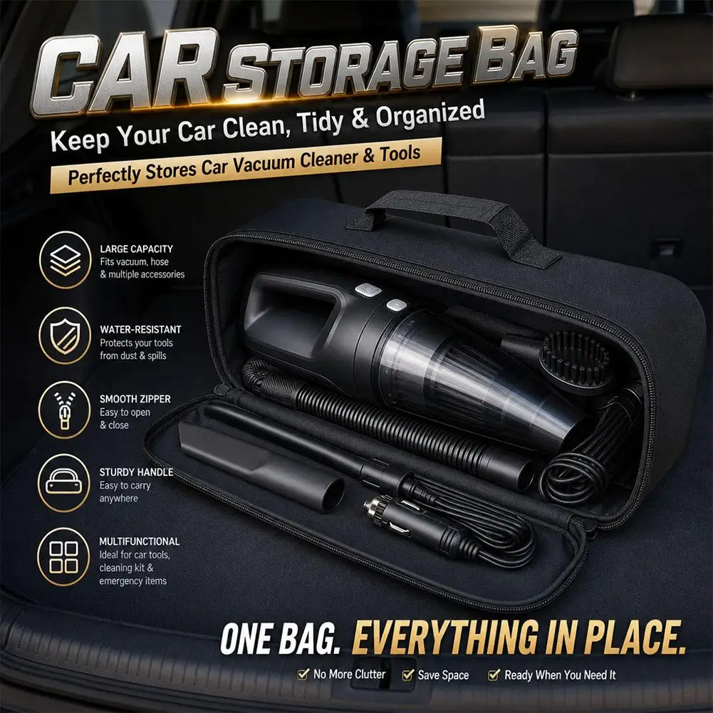 Wear Resistant Practical Storage Case Black Car Zipper Closure Practical Storage Case With Handle Tools Bag