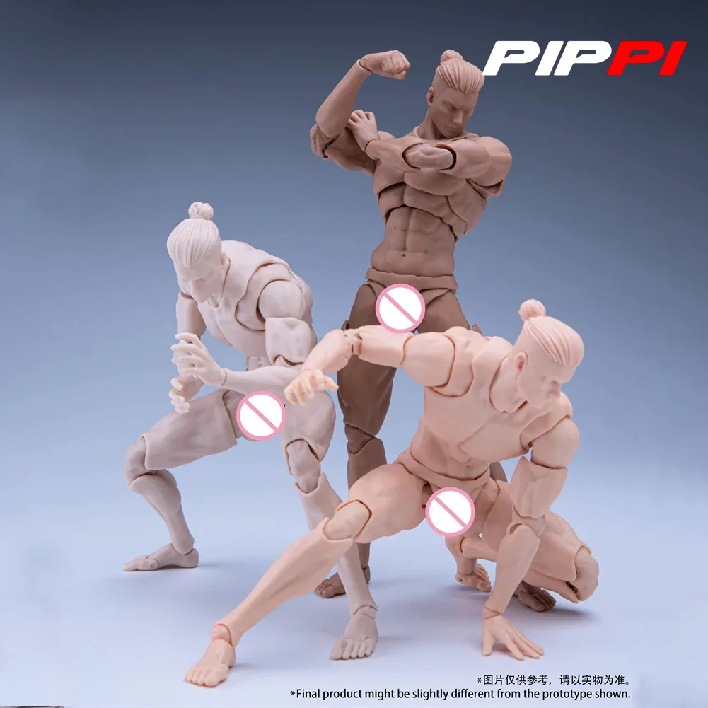 

1/12 Scale Male Super Flexible Joint Body 16cm White Yello Black Action Figure Muscle Articulated Body Doll for Artist Painting