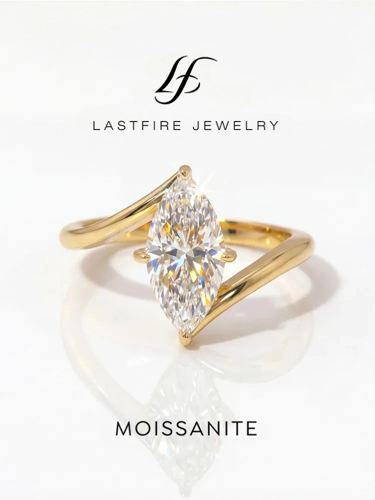 Real 2CT Moissanite Diamond Marquise Ring for Women 925 Sterling Silver Engagement Wedding High Quality Fine Jewelry