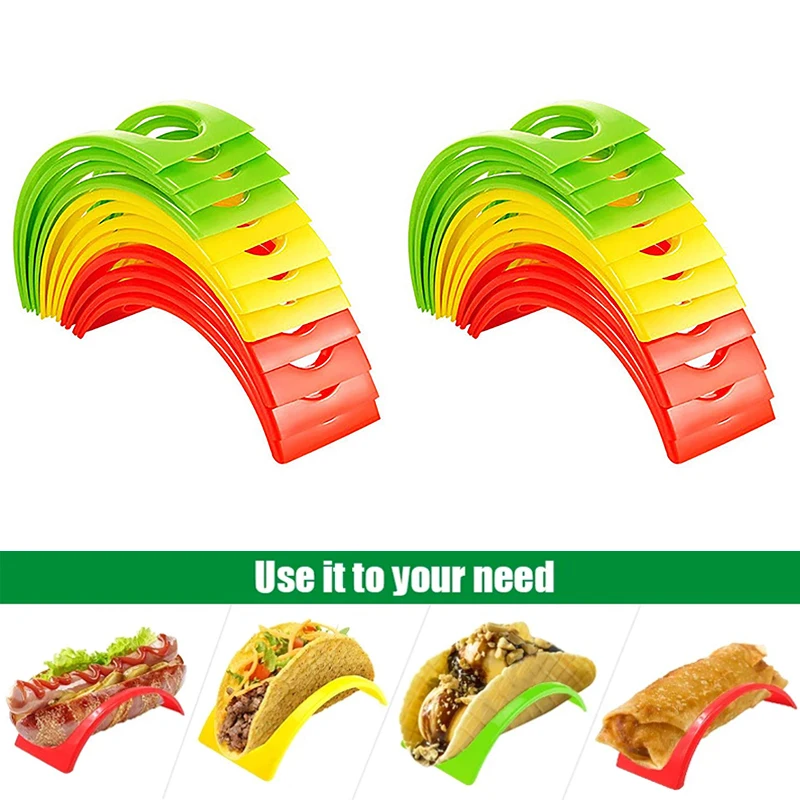 Colorful Polypropylene Taco Holders - Stackable Corn Tortilla Stand for Mexican-Themed Dining, Durable PP Material