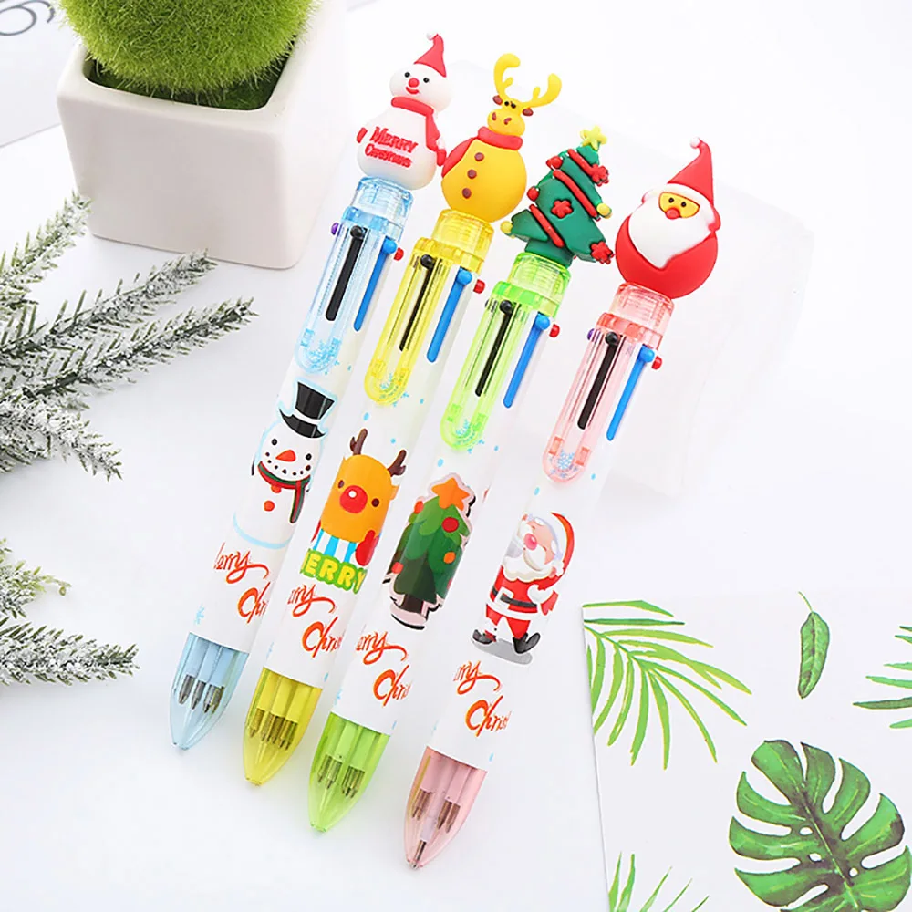 

6 Colors Cute Christmas Ballpoint Pen Cartoon 0.5mm Ball Pen Office School Supplies Pens for Writing Stationery