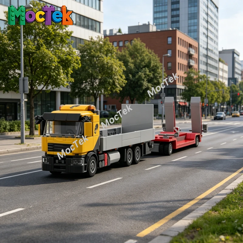 

Heavy Duty Low Loader Trailer Bricks Matched 6x4 Truck Model Gift for Construction Vehicle Collectors