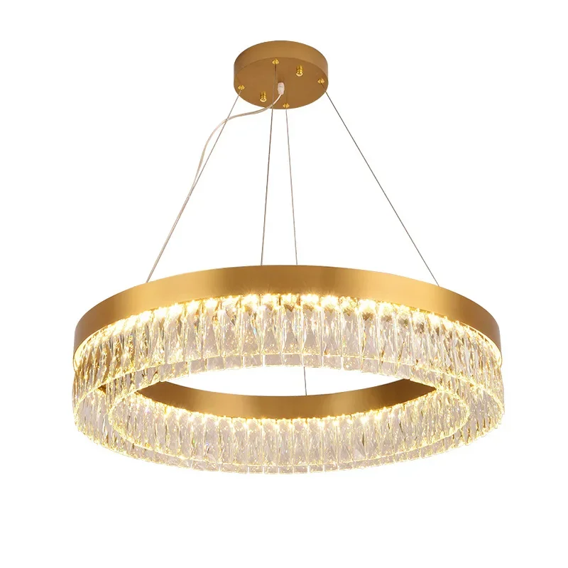 

Light luxury crystal chandelier living room simple post-modern round ring personalized art bar dining room bedroom lights lamps