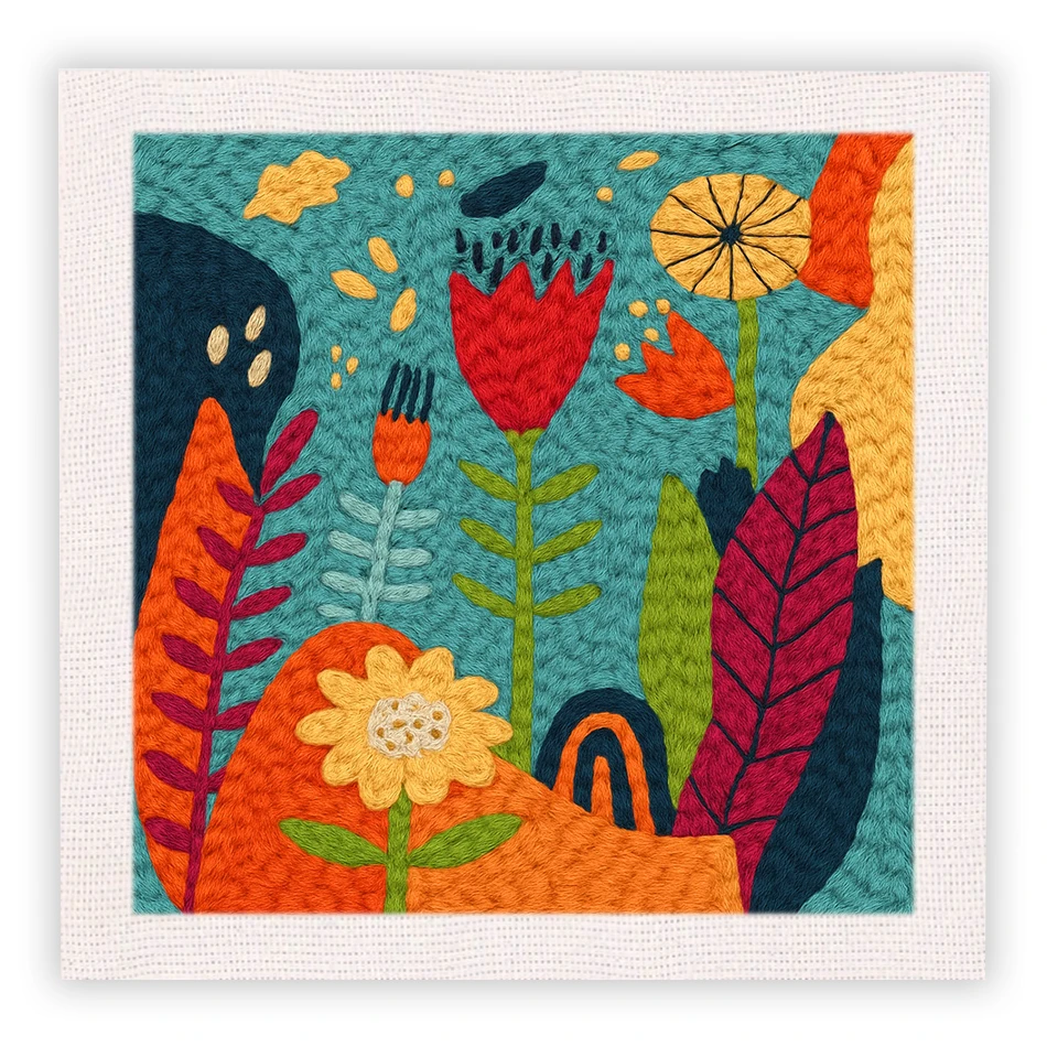 GATYZTORY Flower 25x25cm Diy Needle Punch Kit Wall Art Picture For Adults Punch Needle Embroidery Poke Home Decor Crafts Gift
