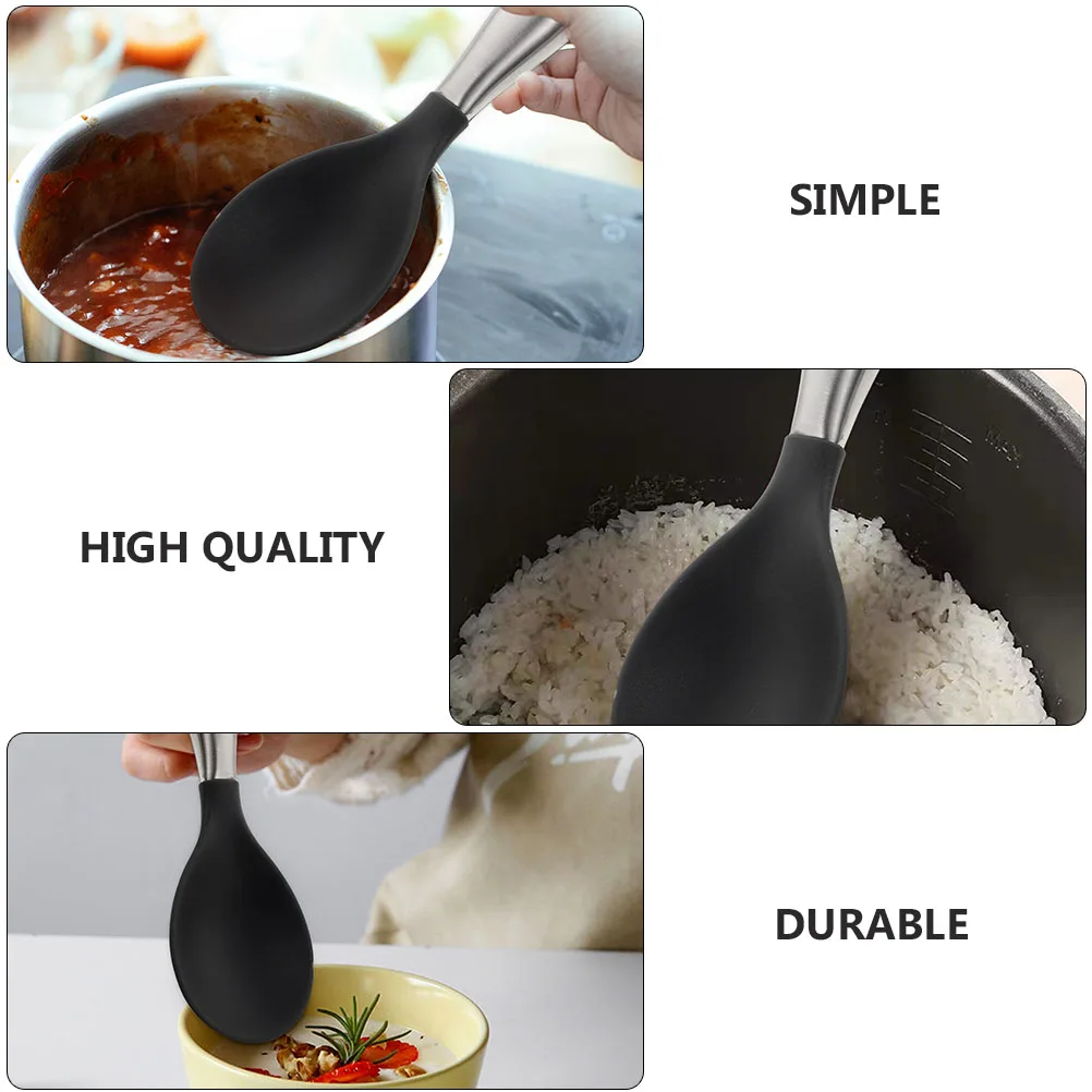 

2 Pcs Stainless Steel Handle Rice Spoon Scoops Cooker Spoons Silicone Serving for