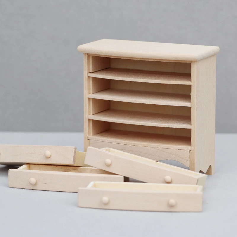 1Pc Dollhouse Miniature Storage Cabinet Drawers Model Doll House Bedroom Bedside Table Series Furniture Decor Toy Accessories