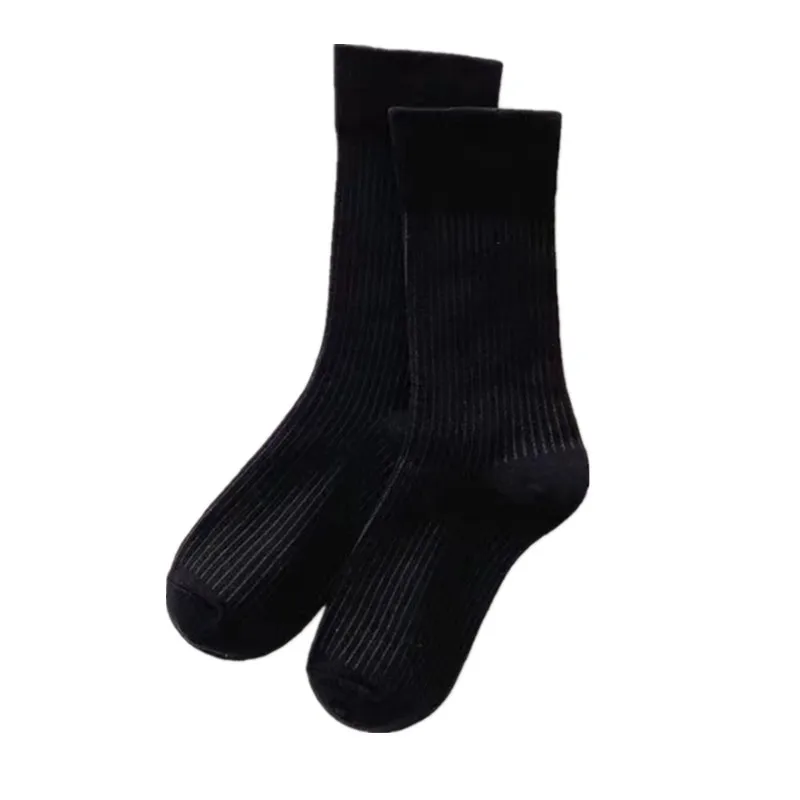 Chaussettes rétro en coton pour femmes, 1 paire, automne hiver, tube moyen, style japonais, solide, document thermique, pour étudiantes