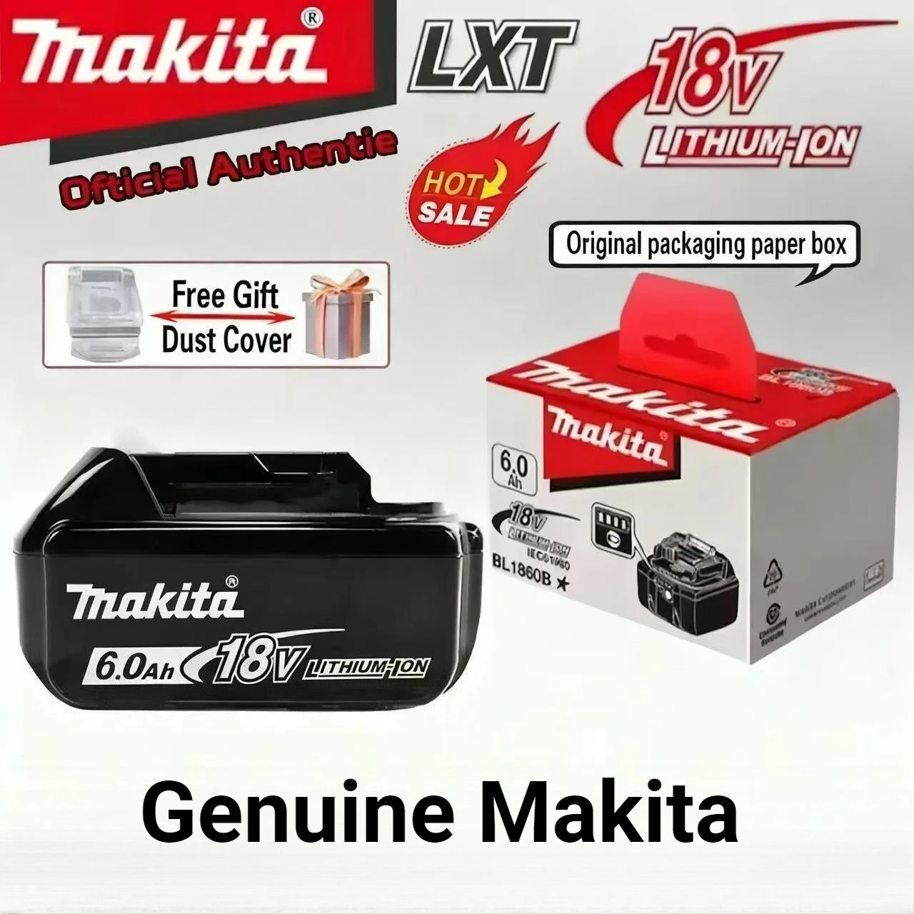 

Original Makita18v 6Ah 5Ah Battery Cordless tool compatible with 18V sliding battery BL1830B BL1850B BL1850 BL1840 BL1860 BL1815