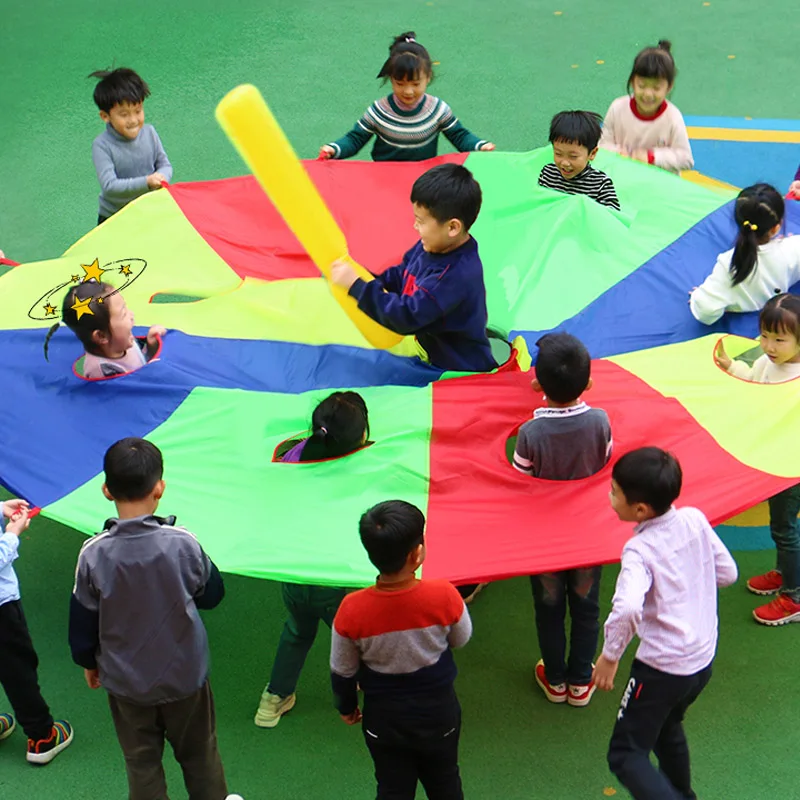 Colorful Rainbow Umbrella with Holes Hitting the Ground Mouse Mats Children's Gatherings Outdoor Sports Sensory Integration