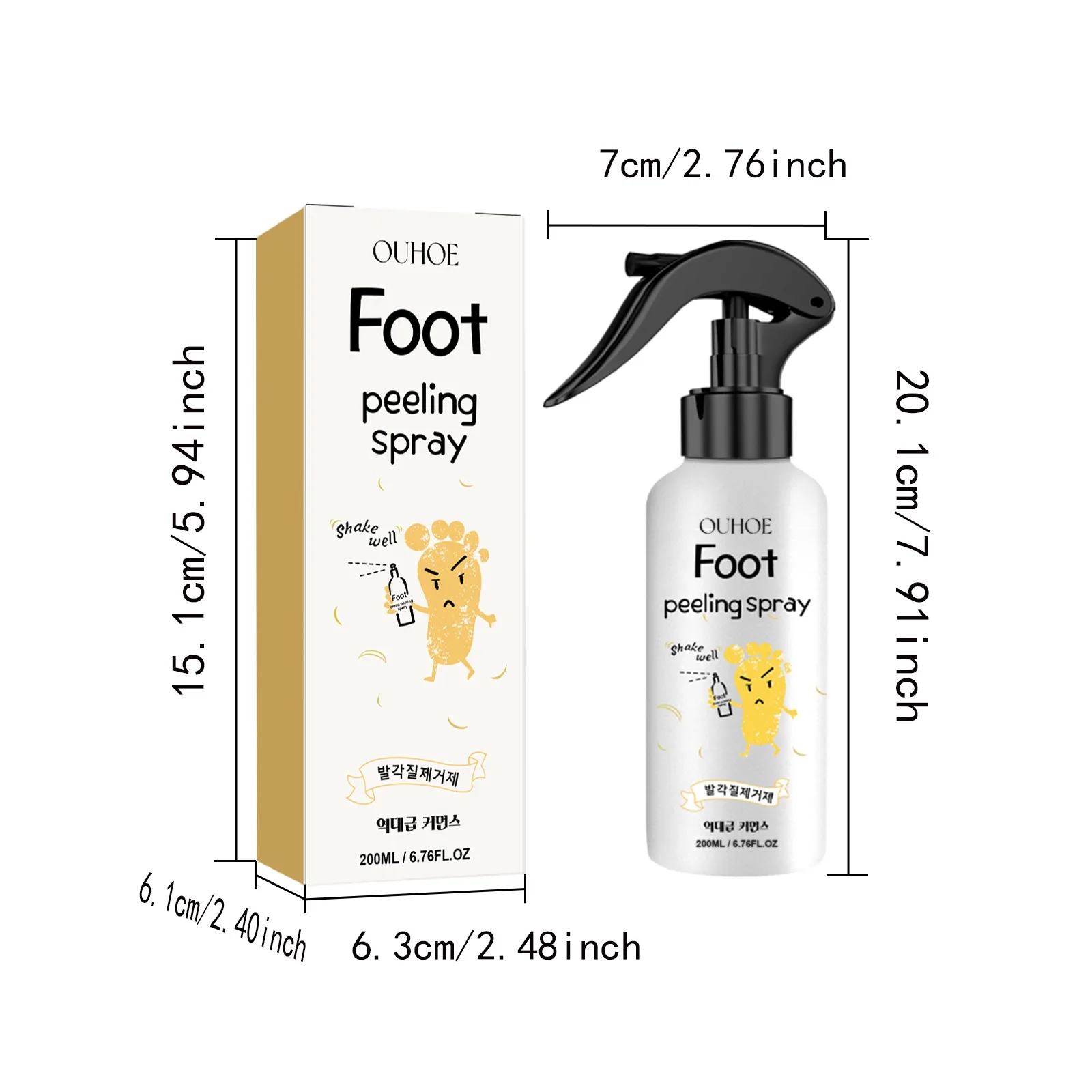 200ml Foot Exfoliating Spray Repair Brightening AntiDrying Crack Peeling Dead Skin Calluses Odor Removal Whitening Feet Care