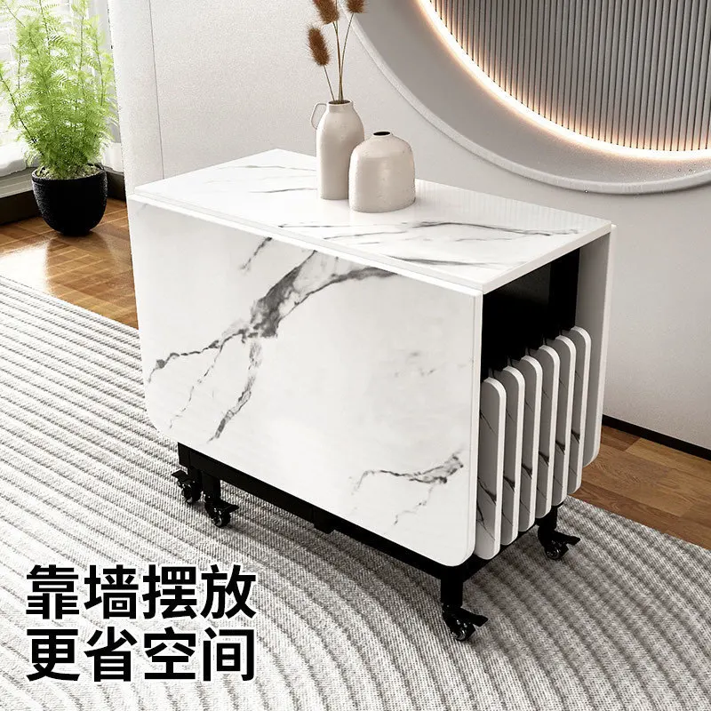 

Solid wood folding table Household small apartment rectangular simple Storage table and chairs Mobile dining
