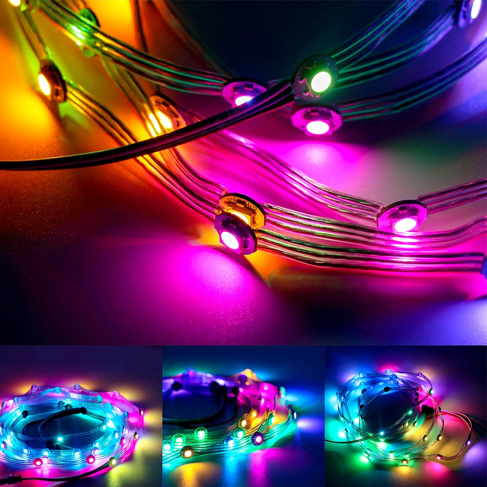 WS2812B ชิป LED 4 พินพร้อมอ่างความร้อน, WS2811 IC, 5050 SMD RGB LED, PCB สีดําและสีขาว, DC5V