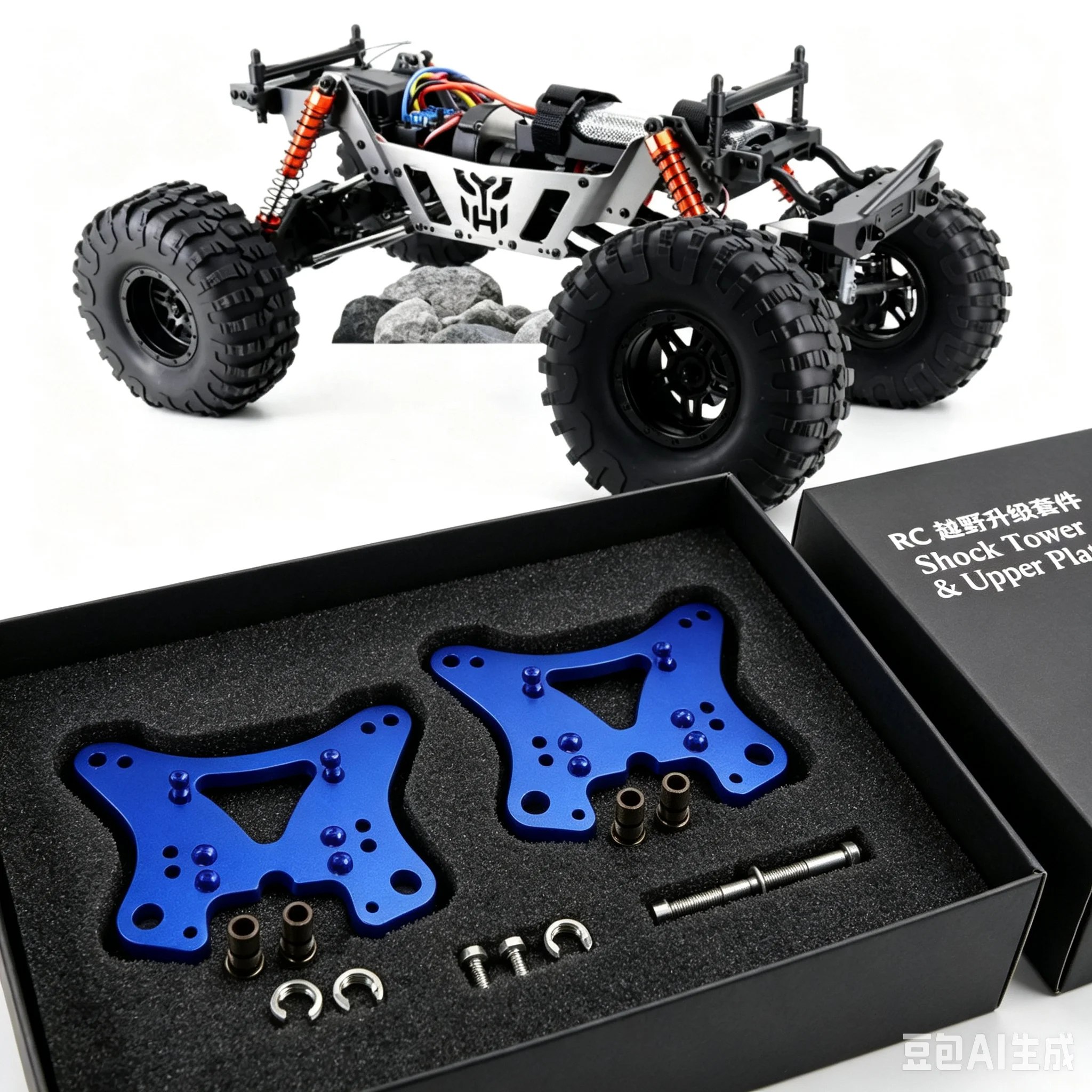 HSP CAR SPARE PARTS 50021-Front Upper Top Plate 50026-F/R Shock Tower+ Susp.Arm Bush+E Clip FOR 1/5 GAS RC TRUCK 94050