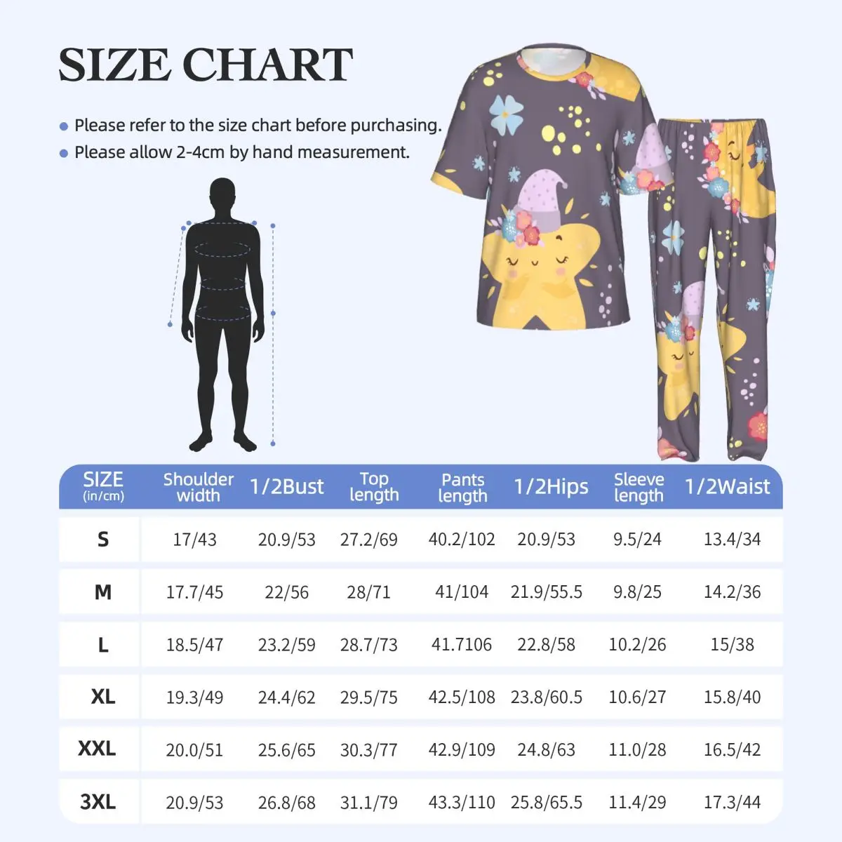 Men Pajamas Set Cute Moon Stars Short Sleeve Spring Summer Lounge Sleepwear Male Nightwear view 6
