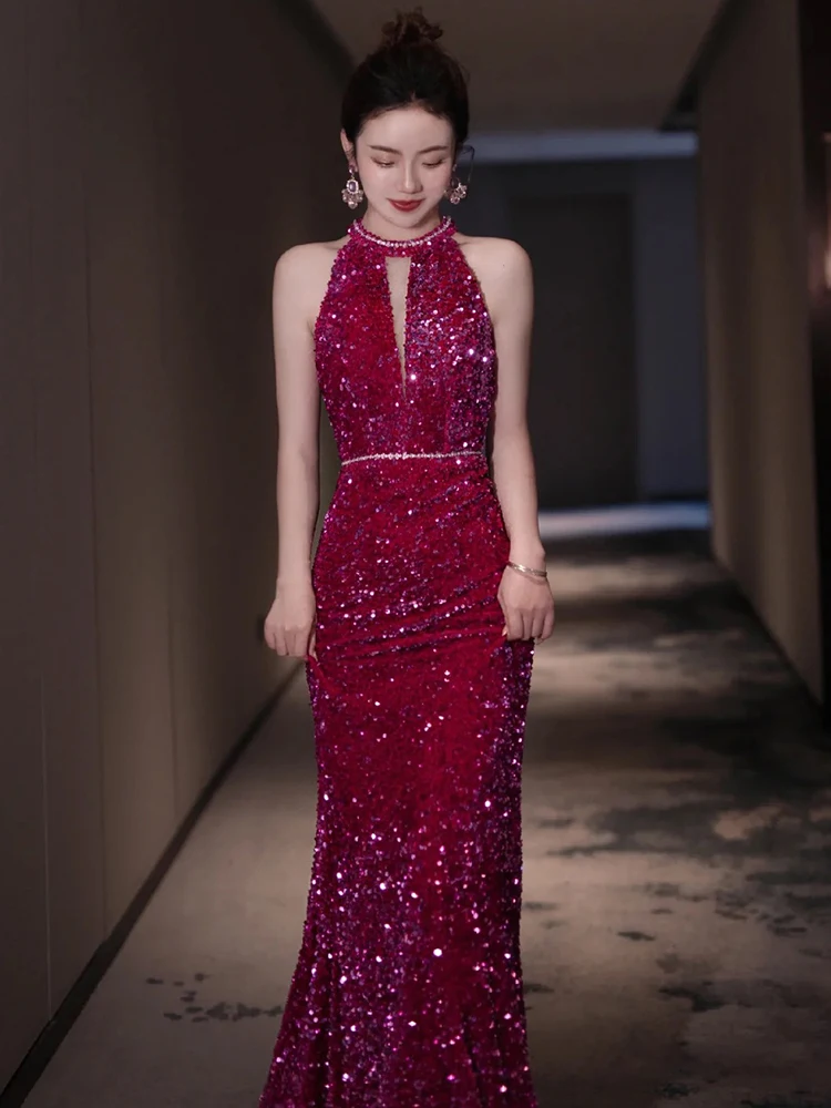 

Bride's Gown Hanging Ne Luxury Sparkling Fi Tail Bal Engagement Wedding Evening Dr 2025 New Sle Korean Sle Ho...