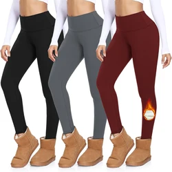 SALSPOR Winter Autumn Leggings Women Velvet 250G High Waist Solid Color Skinny Thick Warm Leggings Casual Prevent Cold Pants