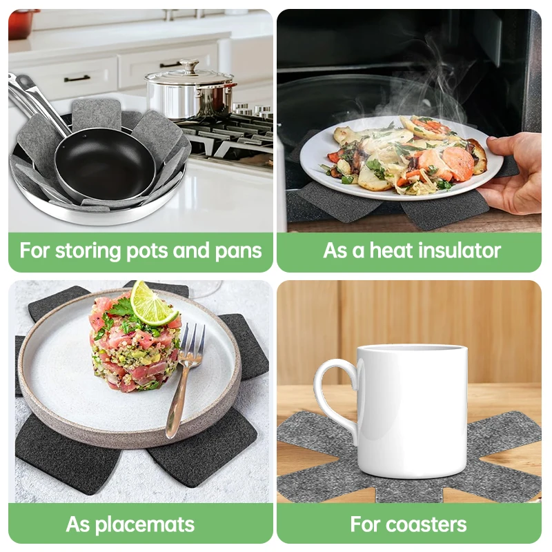 3/9/12/15/24pcs Felt Pot and Pan Protectors Non-Stick Pan Protectors Heat Insulation Non-Woven Pan Mats
