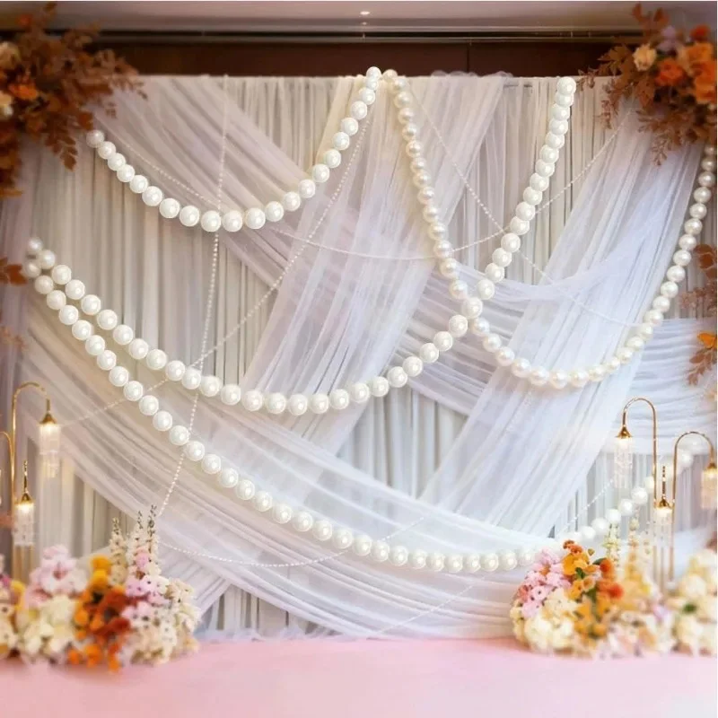 

10Pcs Large Faux Pearl Plastic Curtain String Background Wall Hanging Decor Wedding Bridal Shower Photo Booth Stage Party Decor