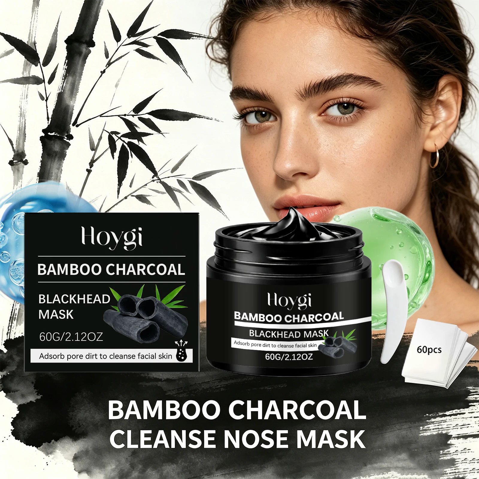Bamboo Charcoal Blackhead Remover Mask Deep Cleansing Peel off Mask for Nose & Face Gently Removes Blackheads Smooth Skin Care view 4