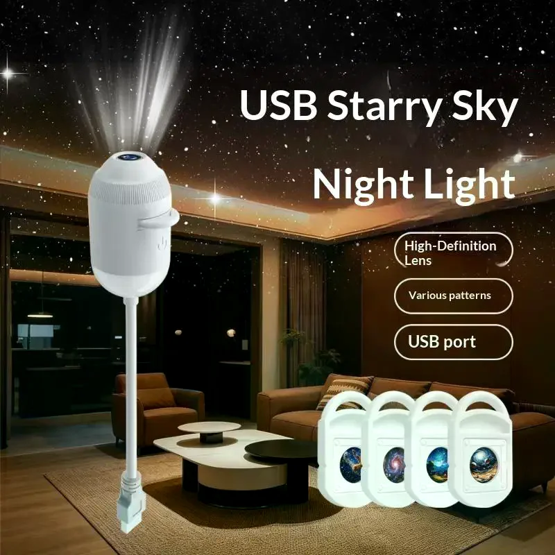 USB Car Interior Roof Star Galaxy Projection Ambient Lighting 360° Adjustable Starry Sky Ambient Projector Light Touch Control