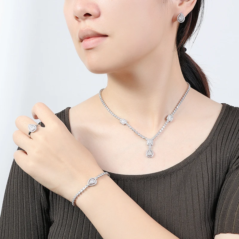 Jewelry Set HADIYANA Charm Fashion Wedding Jewelry Ring Earring Necklace And Bracelet BN9132 Fashion Party Gifts