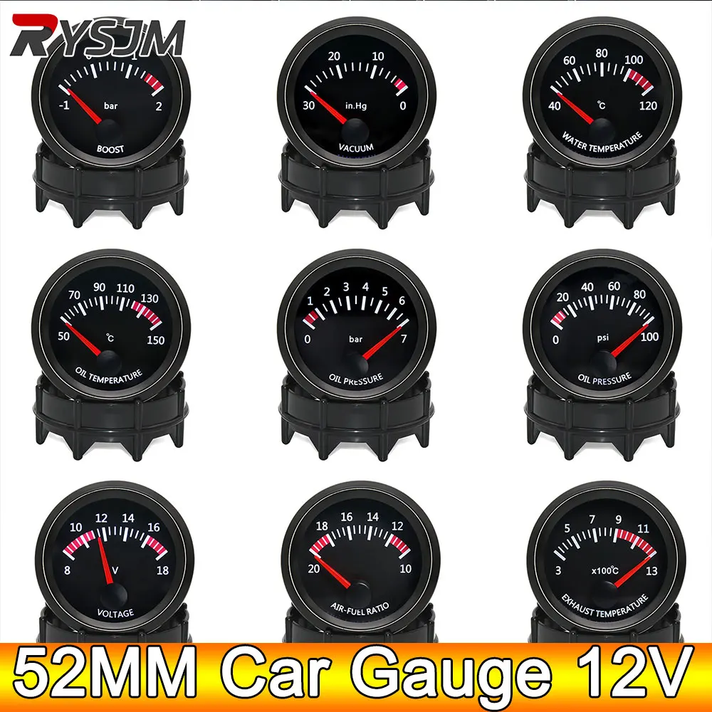 AD 52mm Water Temp/Oil Temp/Voltmeter/Oil Press BAR PSI /Vacuum/Boost Gauge/Air Fuel Ratio/EGT Gauge With Sensor Fit for 12V Car
