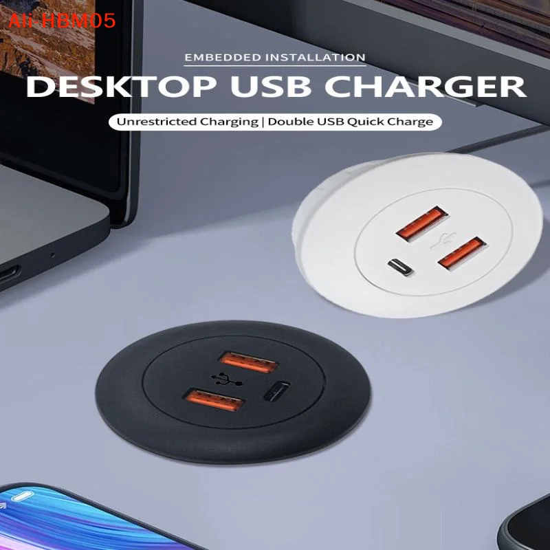 (HB05)Embedded Desktop Multi Port USB2.0 To USB TYPE-C Charge Connector Extension Cord Concealed Fast Charging Cable