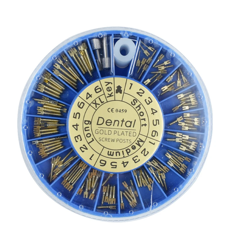

120 Piece Dental Stainless Steel Screw Post Gold Plated for Restorative Dentistry Fastening Pin Dentist Tool