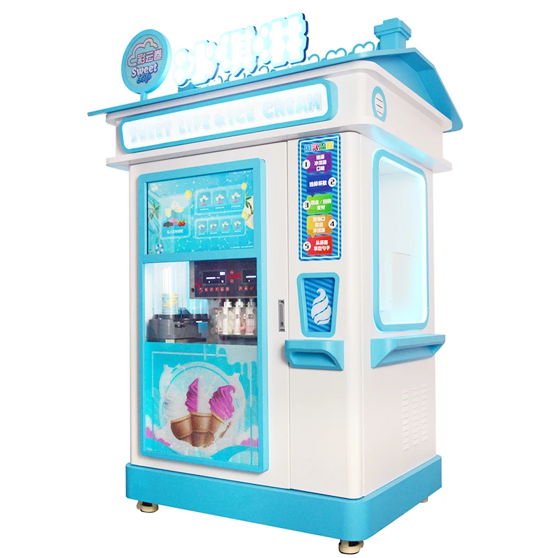 Riteng Soft Ice Cream Outdoor Vending Machine Multi Flavor Fully Automatic Support Qr Code Pay Robot Ice Cream Vending Machine