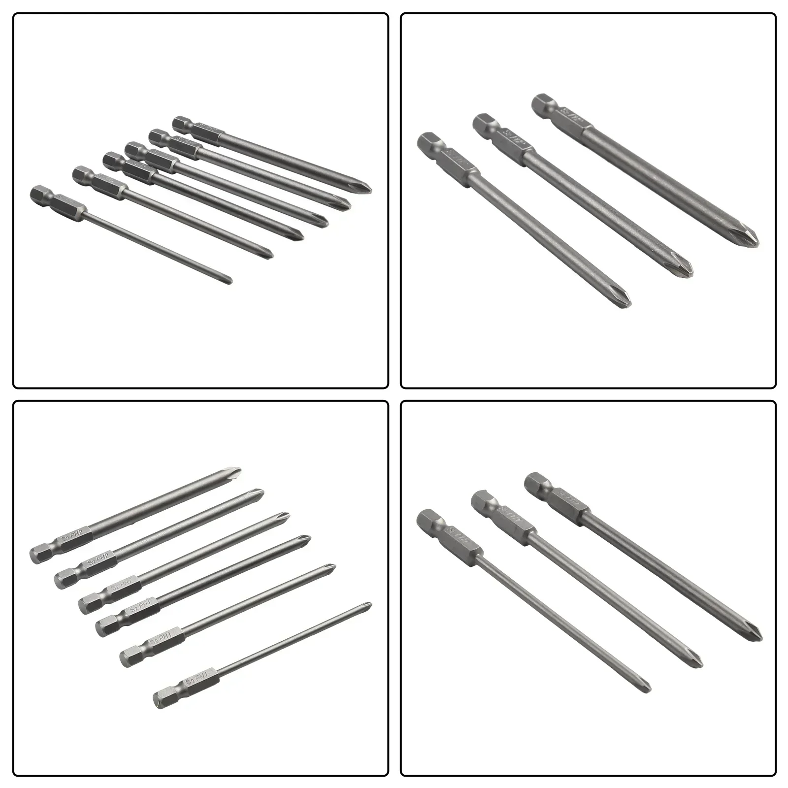 6pcs 100mm Long Cross Screwdriver Bit Set 1/4\
