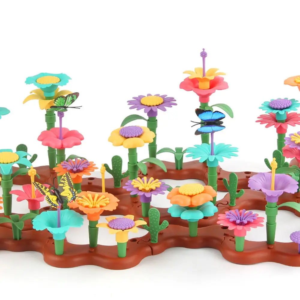 Blumengarten Gebäude Handarbeit Wachsende Blumenblöcke Gebäude Gartenspiel Blumenarrangement Spielzeug Miteinander verbindende Blöcke Spielzeug