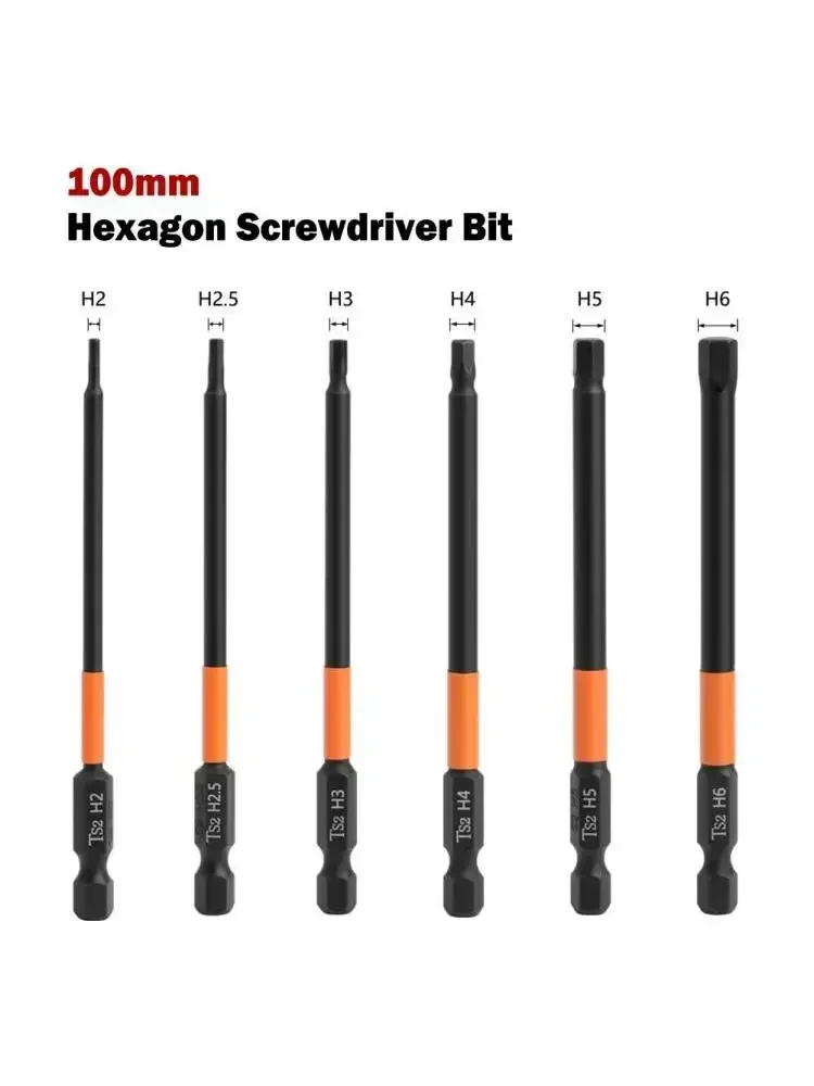 Embout de tournevis magnétique à dégagement rapide, tête hexagonale enveloppée, tige 100 ", H1.5, H2.5, H3.0, H4.0, Hpig, H6.0, 50mm, 1/4mm, 1 pièce