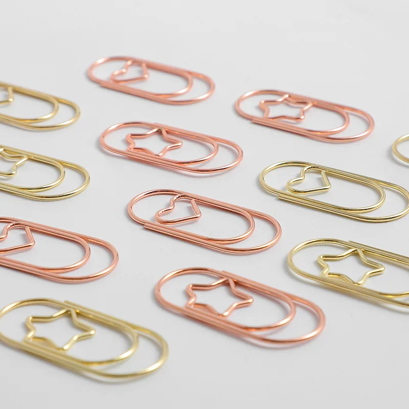 Gold-Plated Five-Pointed Star Love Paper Clips Widened Large Paper Clips Office Documents Sorting Paper Clips Metal Paper Clips