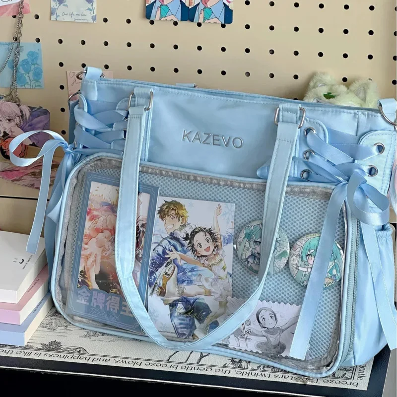 Y2K Korean Itabag Ins Student Class Bag For Girls Transparent Japan Sweet Girl Shoulder Crossbody Bag Large Appetite Itabag New