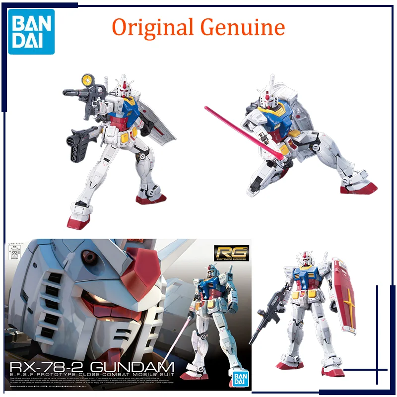 Bandai Anime Original RX-78-2 GUNDAM RG 1/144 Genuine Assembly Model Toys Action Figure Gifts Collectible Ornaments Boys Kids