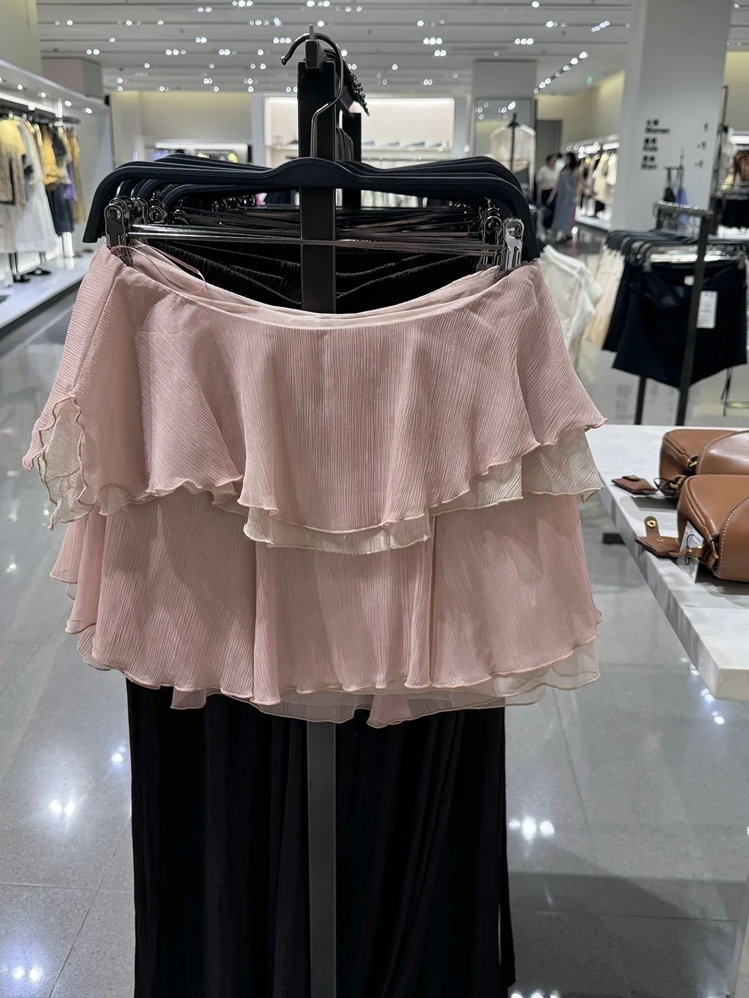 

Sweet Fashionable Midi Waist Color Block Layered Decoration Georgette Short Skirt Women's New Summer 2026 Half-length Skirts